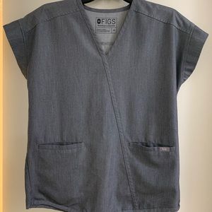 Figs XS Graphite Taza Faux Wrap Scrub Top
